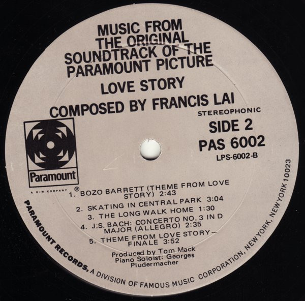 Francis Lai - Love Story - Music From The Original Soundtrack | Paramount Records (PAS 6002) - 4