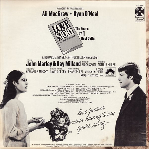 Francis Lai - Love Story - Music From The Original Soundtrack | Paramount Records (PAS 6002) - 2