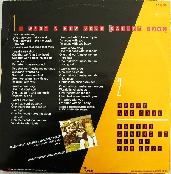 Huey Lewis & The News - I Want A New Drug (Called Love) | Chrysalis (CHS 12 2776) - 2