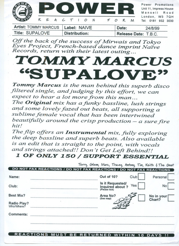 Tommy Marcus - Supalove | Naïve (NV 3286-1) - 2