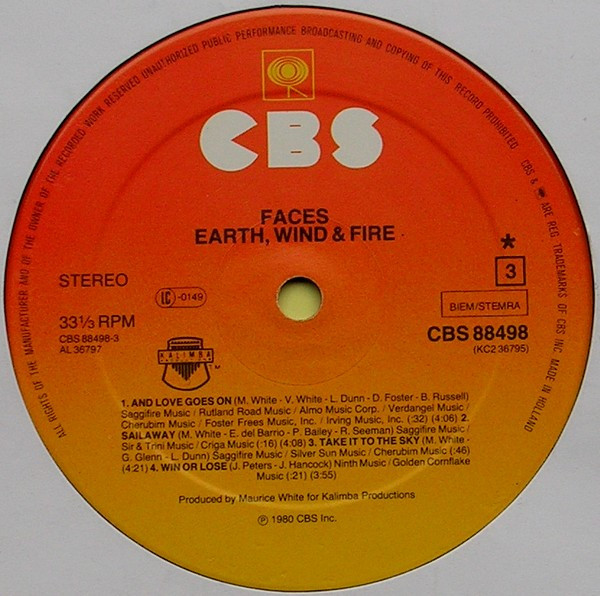 Earth, Wind & Fire - Faces | CBS (CBS 88498) - 7 Earth, Wind & Fire - Faces | CBS (CBS 88498) - 7