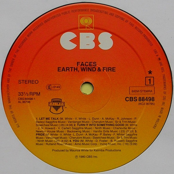 Earth, Wind & Fire - Faces | CBS (CBS 88498) - 5 Earth, Wind & Fire - Faces | CBS (CBS 88498) - 5
