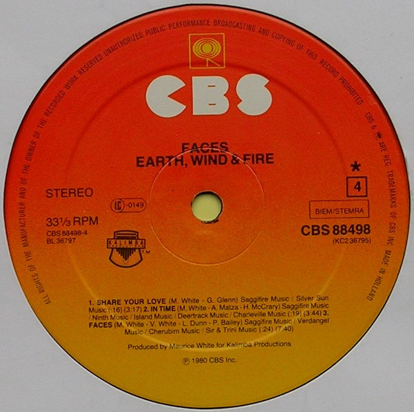 Earth, Wind & Fire - Faces | CBS (CBS 88498) - 8 Earth, Wind & Fire - Faces | CBS (CBS 88498) - 8