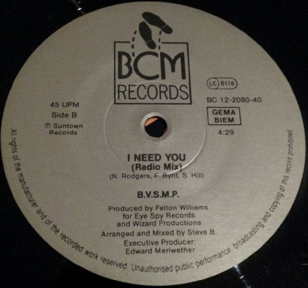 B.V.S.M.P. - I Need You | BCM Records (BC 12-2080-40) - 4 B.V.S.M.P. - I Need You | BCM Records (BC 12-2080-40) - 4