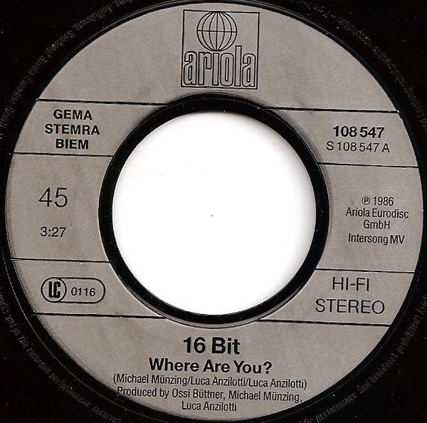 16 Bit - Where Are You? | Ariola (108 547) - 3