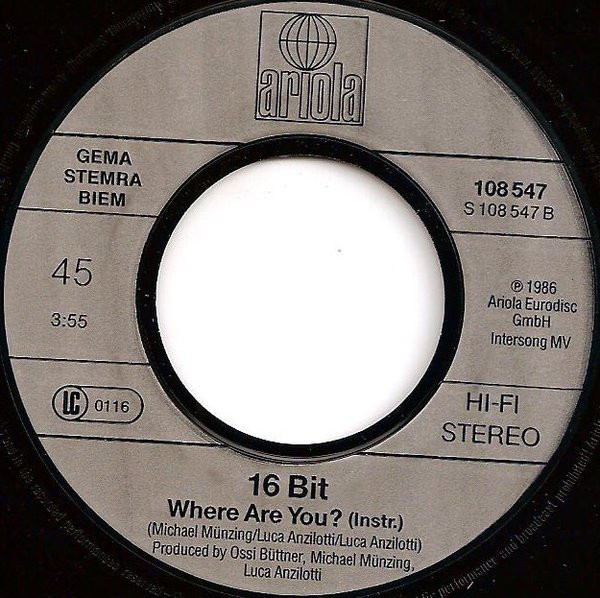 16 Bit - Where Are You? | Ariola (108 547) - 4