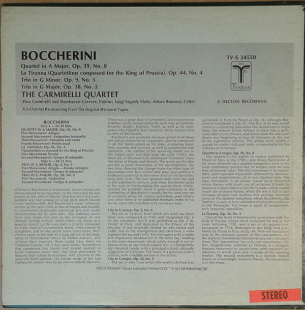 Quartet In A Major / La Tiranna / 2 Trios In G Minor And G Major