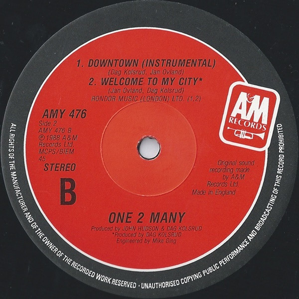 One 2 Many - Downtown | A&M Records (AMY 476) - 4 One 2 Many - Downtown | A&M Records (AMY 476) - 4