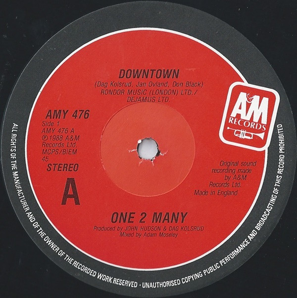 One 2 Many - Downtown | A&M Records (AMY 476) - 3 One 2 Many - Downtown | A&M Records (AMY 476) - 3