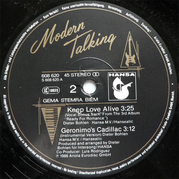 Modern Talking - Geronimo's Cadillac | Hansa (608 620-213) - 4