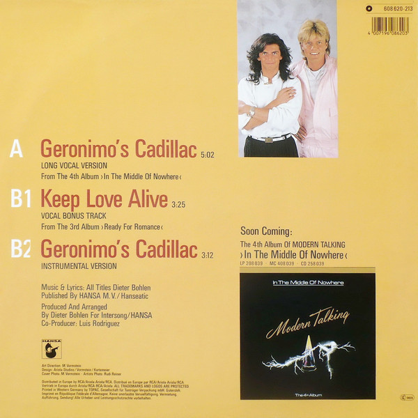 Modern Talking - Geronimo's Cadillac | Hansa (608 620-213) - 2