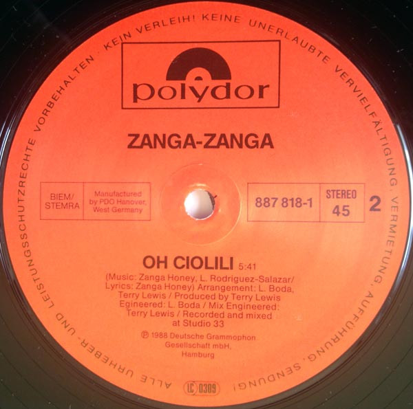 Zanga Zanga - Oh Ciolili | Polydor (887 818-1) - 4 Zanga Zanga - Oh Ciolili | Polydor (887 818-1) - 4