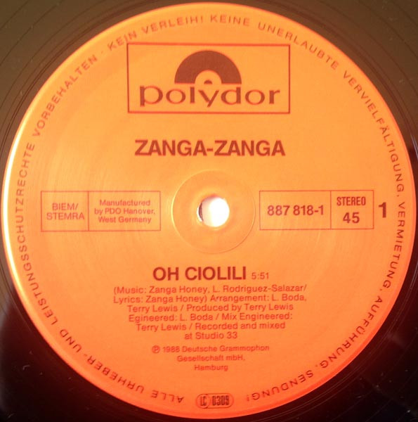Zanga Zanga - Oh Ciolili | Polydor (887 818-1) - 3 Zanga Zanga - Oh Ciolili | Polydor (887 818-1) - 3