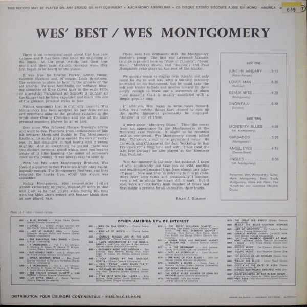 Wes Montgomery - Wes' Best | America Records (30 AM 6092) - 2 Wes Montgomery - Wes' Best | America Records (30 AM 6092) - 2