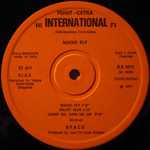 Space - Magic Fly | Fonit Cetra International (ILS 9051) - 3