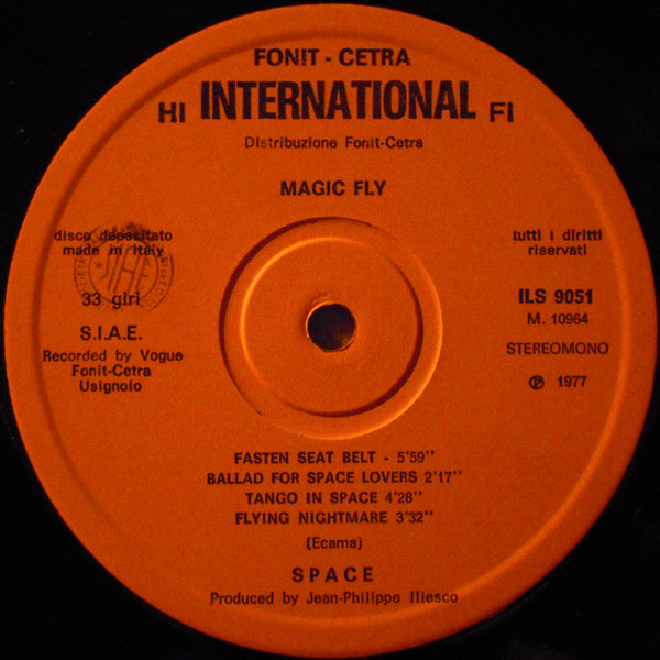 Space - Magic Fly | Fonit Cetra International (ILS 9051) - 4