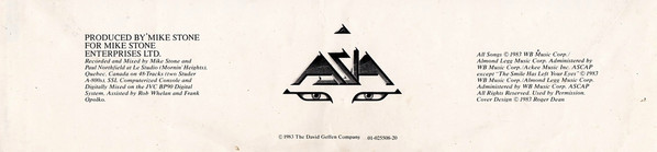 Asia - Alpha | Geffen Records (GEF 25508) - 8