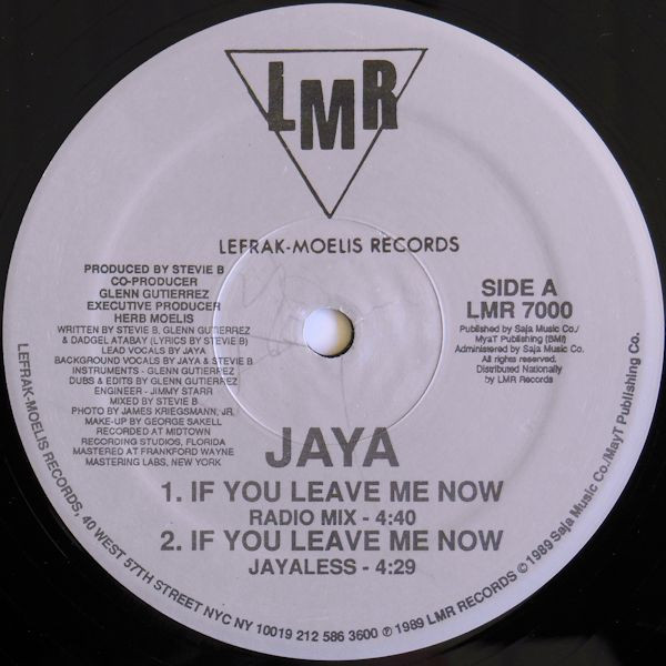 Jaya - If You Leave Me Now | LMR (Lefrak-Moelis Records) (LMR 7000) - 3