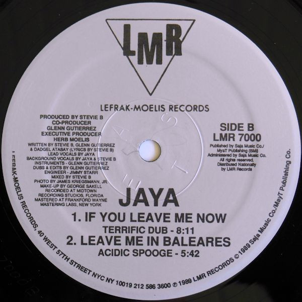 Jaya - If You Leave Me Now | LMR (Lefrak-Moelis Records) (LMR 7000) - 4