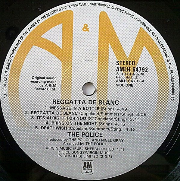 The Police - Reggatta De Blanc | A&M Records (394 792-1) - 3 The Police - Reggatta De Blanc | A&M Records (394 792-1) - 3