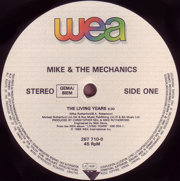 Mike & The Mechanics - The Living Years | WEA (257 710-0) - 3