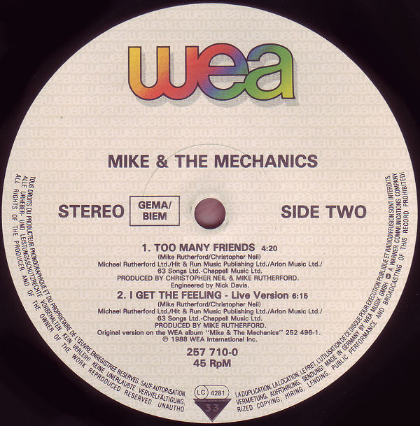 Mike & The Mechanics - The Living Years | WEA (257 710-0) - 4