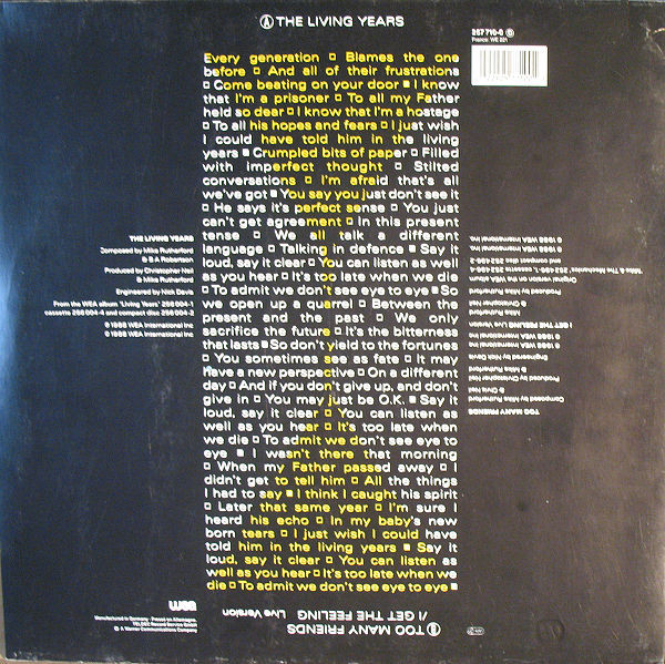 Mike & The Mechanics - The Living Years | WEA (257 710-0) - 2