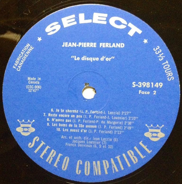 Jean-Pierre Ferland - Le Disque D'Or | Select (S-398.149) - 4 Jean-Pierre Ferland - Le Disque D'Or | Select (S-398.149) - 4