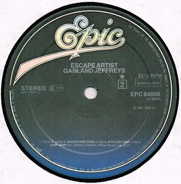 Garland Jeffreys - Escape Artist | Epic (EPC 84808) - 4