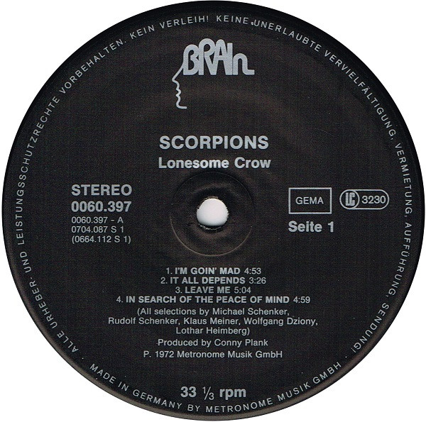Scorpions - Lonesome Crow | Brain (0060.397) - 3