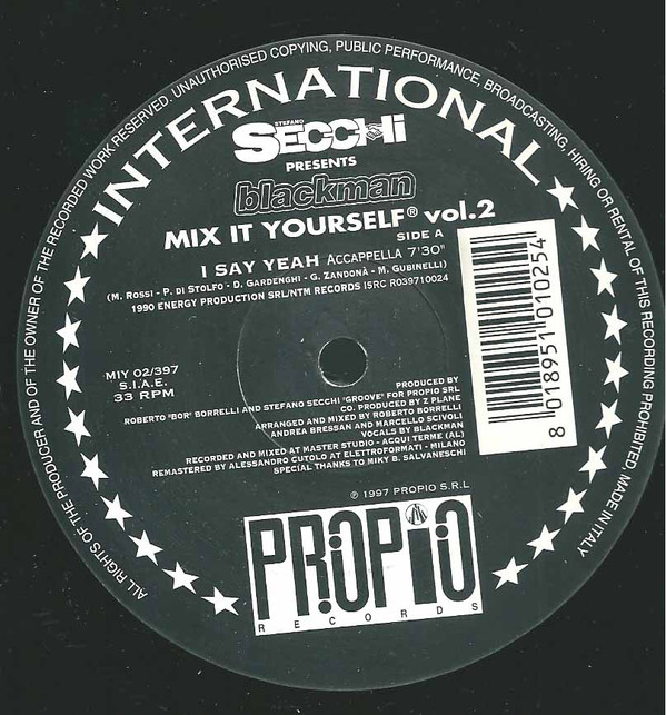 Stefano Secchi Presents Blackman - Mix It Yourself Vol. 2 | Propio Records (MIY 02/397) - 2 Stefano Secchi Presents Blackman - Mix It Yourself Vol. 2 | Propio Records (MIY 02/397) - 2