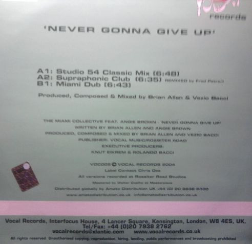 The Miami Collective - Never Gonna Give Up | Vocal Records (VOC005) - 2