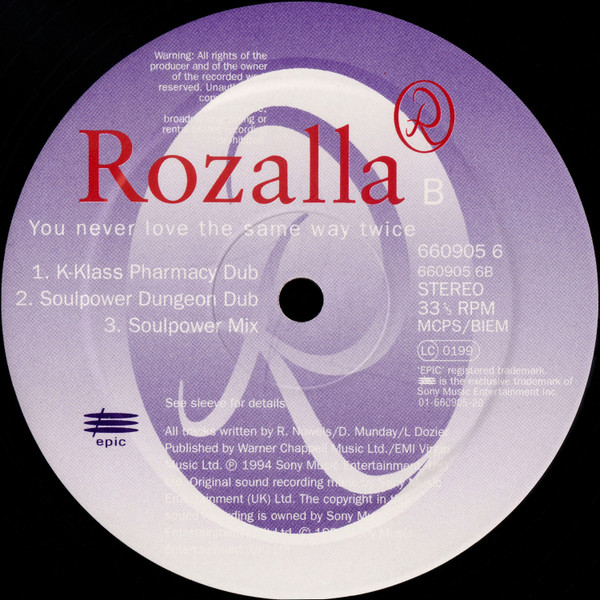 Rozalla - You Never Love The Same Way Twice | Epic (660905 6) - 5