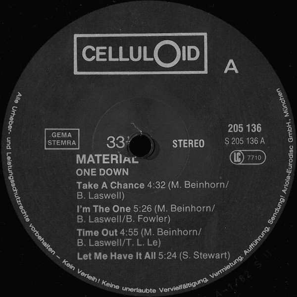 Material - One Down | Celluloid (205 136-320) - 3