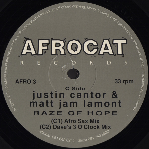 Justin Cantor & Matt Jam Lamont - Raze Of Hope | Afrocat Records (AFRO 3) - 4 Justin Cantor & Matt Jam Lamont - Raze Of Hope | Afrocat Records (AFRO 3) - 4