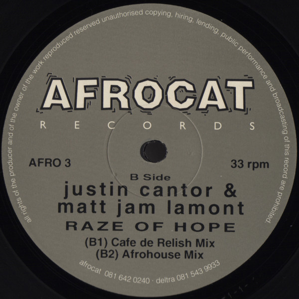Justin Cantor & Matt Jam Lamont - Raze Of Hope | Afrocat Records (AFRO 3) - 3 Justin Cantor & Matt Jam Lamont - Raze Of Hope | Afrocat Records (AFRO 3) - 3