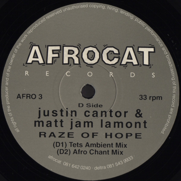 Justin Cantor & Matt Jam Lamont - Raze Of Hope | Afrocat Records (AFRO 3) - 5 Justin Cantor & Matt Jam Lamont - Raze Of Hope | Afrocat Records (AFRO 3) - 5