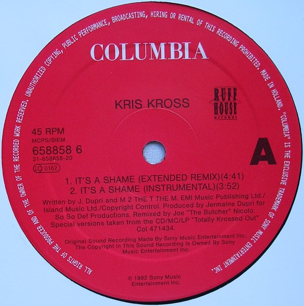 Kris Kross - It's A Shame | Columbia (658858 6) - 3 Kris Kross - It's A Shame | Columbia (658858 6) - 3