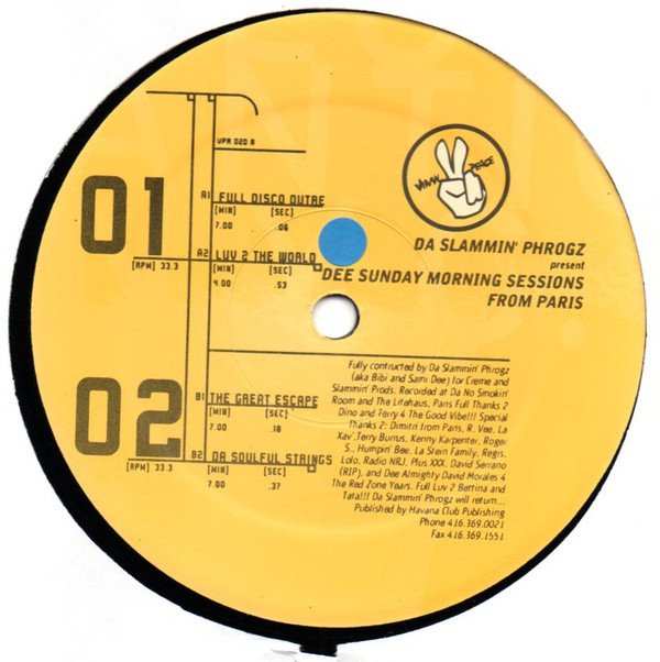 Da Slammin' Phrogz - Dee Sunday Morning Sessions From Paris | Vinyl Peace (VPR 020)