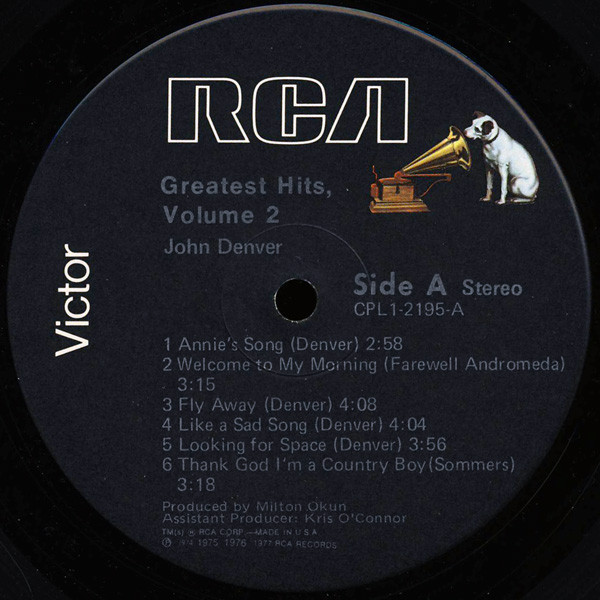 John Denver - John Denver's Greatest Hits, Volume 2 | RCA Victor (CPL1-2195) - 3 John Denver - John Denver's Greatest Hits, Volume 2 | RCA Victor (CPL1-2195) - 3