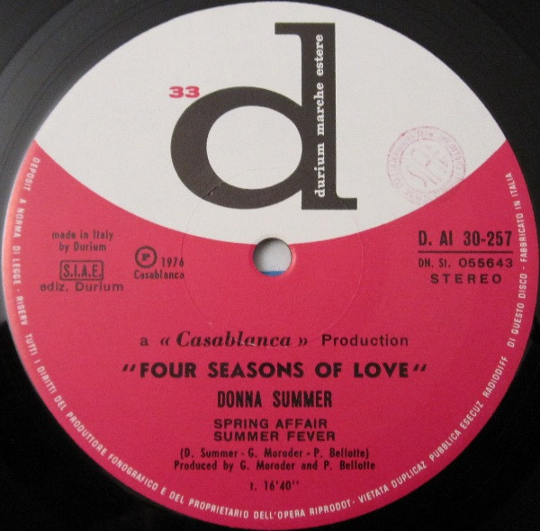 Donna Summer - Four Seasons Of Love | Durium (D.AI. 30257) - 3 Donna Summer - Four Seasons Of Love | Durium (D.AI. 30257) - 3