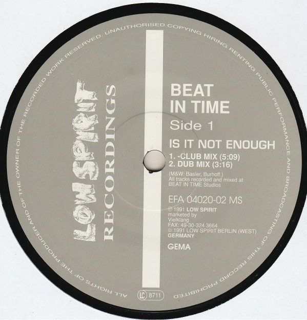 Beat In Time - Is It Not Enough | Low Spirit Recordings (EFA 04020-02 MS) - main