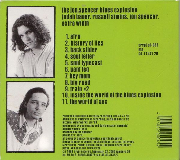 The Jon Spencer Blues Explosion - Extra Width | Crypt Records (crypt cd-033) - 2
