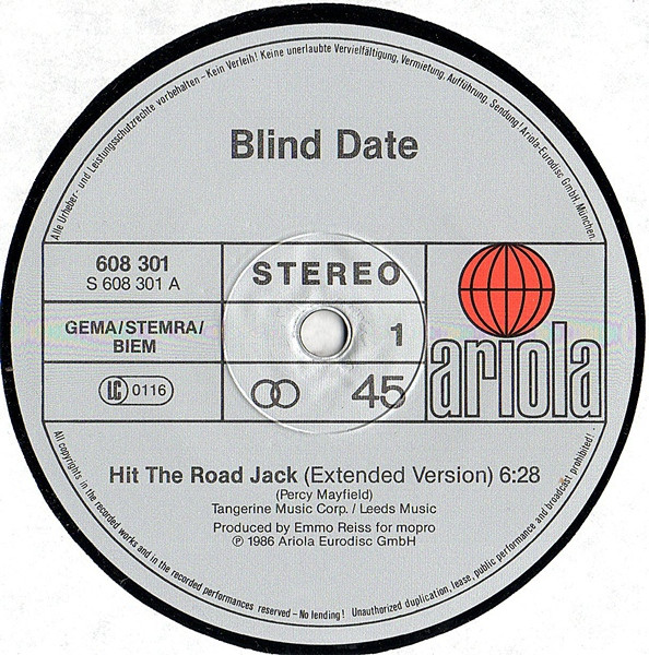 Blind Date - Hit The Road Jack (Extended Version) | Ariola (608 301) - 3 Blind Date - Hit The Road Jack (Extended Version) | Ariola (608 301) - 3