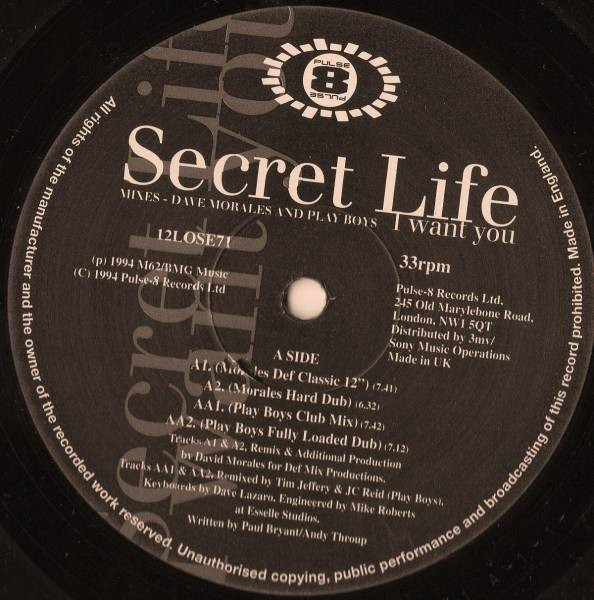 Secret Life - I Want You | Pulse-8 Records (12 LOSE 71) - main Secret Life - I Want You | Pulse-8 Records (12 LOSE 71) - main