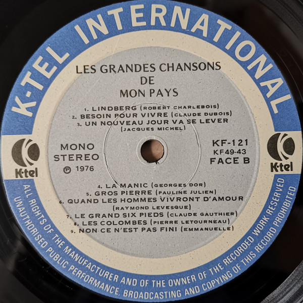 Various - Les Grandes Chansons De Mon Pays | K-Tel (KF121) - 4 Various - Les Grandes Chansons De Mon Pays | K-Tel (KF121) - 4