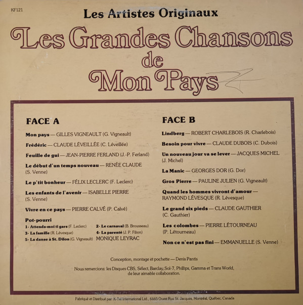 Various - Les Grandes Chansons De Mon Pays | K-Tel (KF121) - 2 Various - Les Grandes Chansons De Mon Pays | K-Tel (KF121) - 2