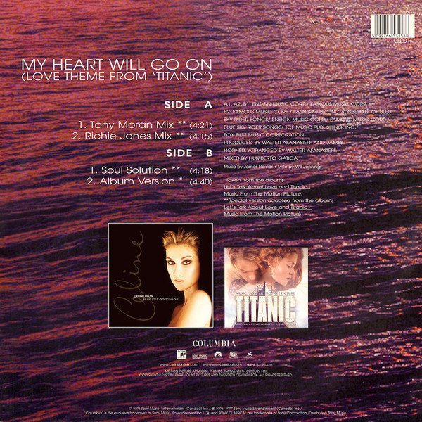 Céline Dion - My Heart Will Go On (Love Theme From 'Titanic') (Dance Mixes) | Columbia (665315 8) - 2