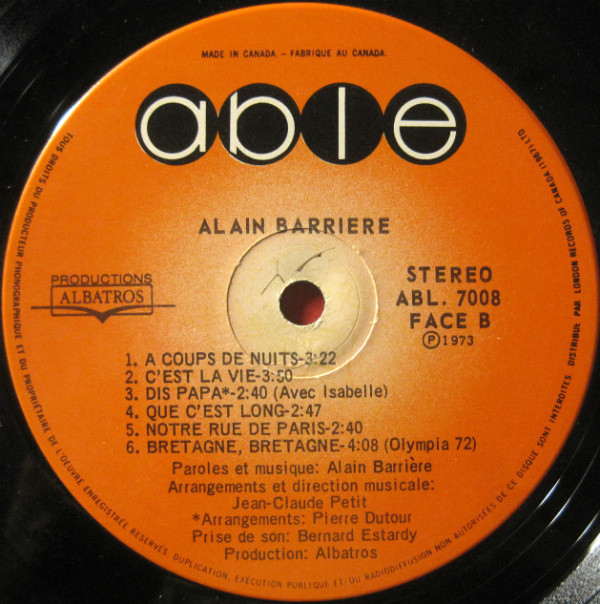 Alain Barrière - Alain Barrière | Able (ABL 7008) - 4