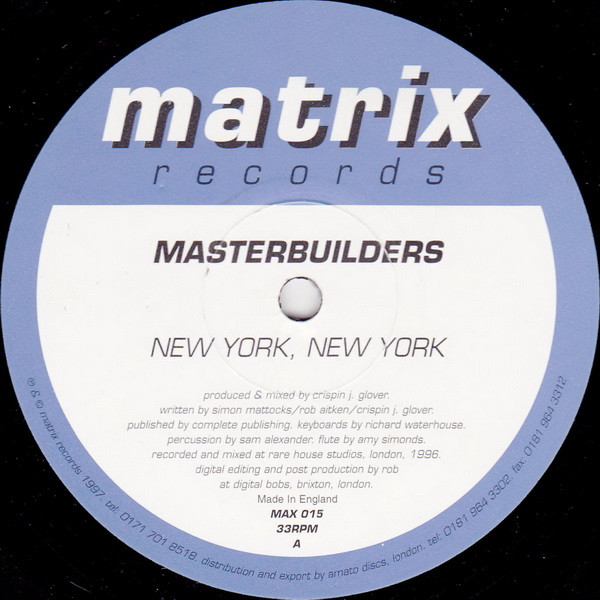 Masterbuilders - New York New York | Matrix Records (MAX 015) - main